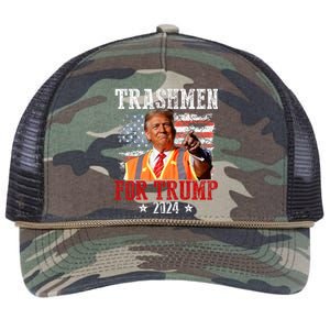 Trashmen For Trump 2024 Funny Election Garbageman Garbage Retro Rope Trucker Hat Cap