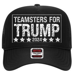 Teamsters For Trump 2024 High Crown Mesh Back Trucker Hat