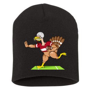 Thanksgiving Football Turkey Player Funny Short Acrylic Beanie