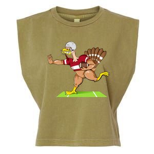 Thanksgiving Football Turkey Player Funny Garment-Dyed Women's Muscle Tee