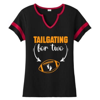 Tailgating For Two Football Thanksgiving Pregnancy Reveal Ladies Halftime Notch Neck Tee