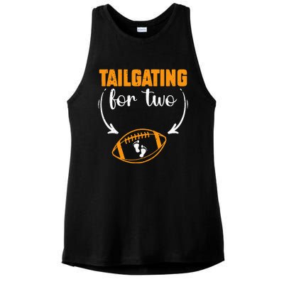 Tailgating For Two Football Thanksgiving Pregnancy Reveal Ladies PosiCharge Tri-Blend Wicking Tank