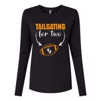 Tailgating For Two Football Thanksgiving Pregnancy Reveal Womens Cotton Relaxed Long Sleeve T-Shirt