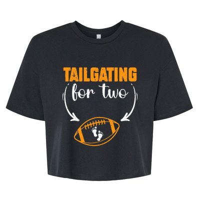 Tailgating For Two Football Thanksgiving Pregnancy Reveal Bella+Canvas Jersey Crop Tee