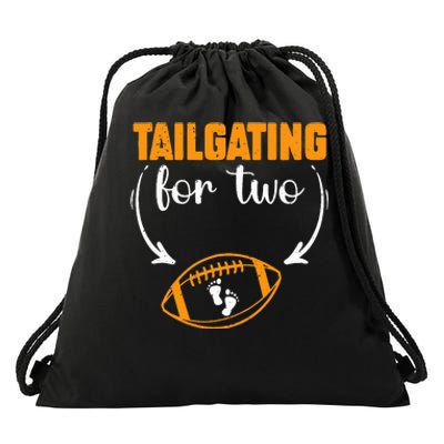 Tailgating For Two Football Thanksgiving Pregnancy Reveal Drawstring Bag