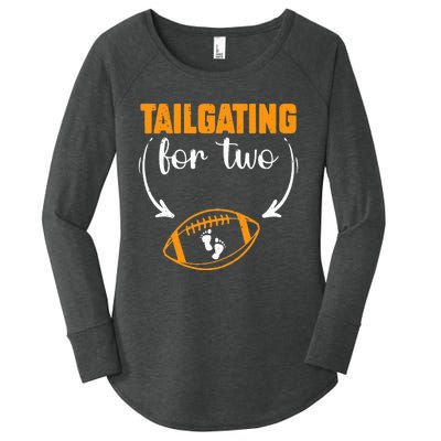 Tailgating For Two Football Thanksgiving Pregnancy Reveal Women's Perfect Tri Tunic Long Sleeve Shirt