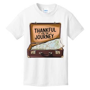 Thankful For The Journey Adventure Travel Map Thanksgiving Kids T-Shirt