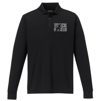 Track & Field Themed Design Graphic Track & Field Performance Long Sleeve Polo