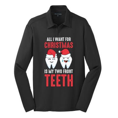 Two Front Teeth 2 Teeth Tooth Christmas My Two Front Teeth Gift Silk Touch Performance Long Sleeve Polo