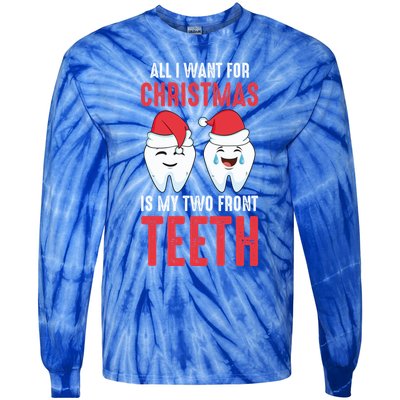 Two Front Teeth 2 Teeth Tooth Christmas My Two Front Teeth Gift Tie-Dye Long Sleeve Shirt