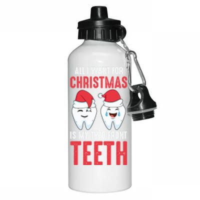 Two Front Teeth 2 Teeth Tooth Christmas My Two Front Teeth Gift Aluminum Water Bottle 