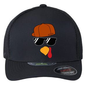 Turkey Face Thanksgiving Trucker Hat Glasses Flexfit Unipanel Trucker Cap