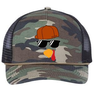 Turkey Face Thanksgiving Trucker Hat Glasses Retro Rope Trucker Hat Cap