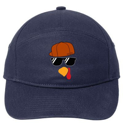 Turkey Face Thanksgiving Trucker Hat Glasses 7-Panel Snapback Hat