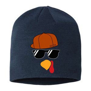 Turkey Face Thanksgiving Trucker Hat Glasses Sustainable Beanie