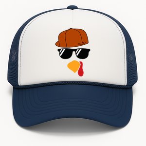 Turkey Face Thanksgiving Trucker Hat Glasses Trucker Hat