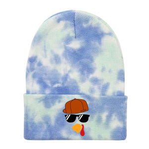 Turkey Face Thanksgiving Trucker Hat Glasses Tie Dye 12in Knit Beanie