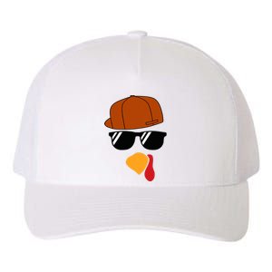 Turkey Face Thanksgiving Trucker Hat Glasses Yupoong Adult 5-Panel Trucker Hat