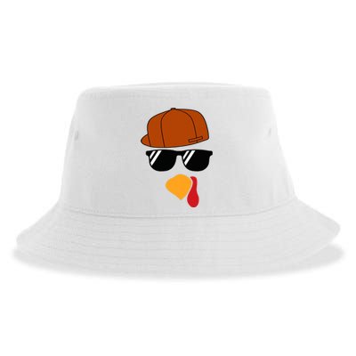 Turkey Face Thanksgiving Trucker Hat Glasses Sustainable Bucket Hat