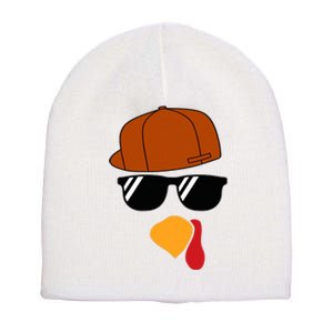 Turkey Face Thanksgiving Trucker Hat Glasses Short Acrylic Beanie