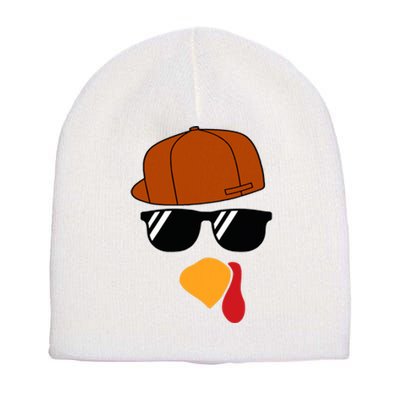 Turkey Face Thanksgiving Trucker Hat Glasses Short Acrylic Beanie