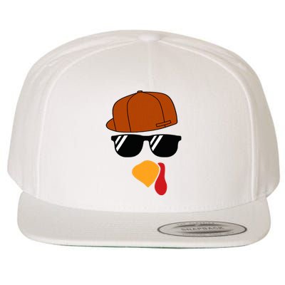 Turkey Face Thanksgiving Trucker Hat Glasses Wool Snapback Cap