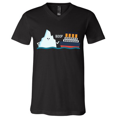 Titanic Funny Titanic And Iceberg Boop Parody For V-Neck T-Shirt