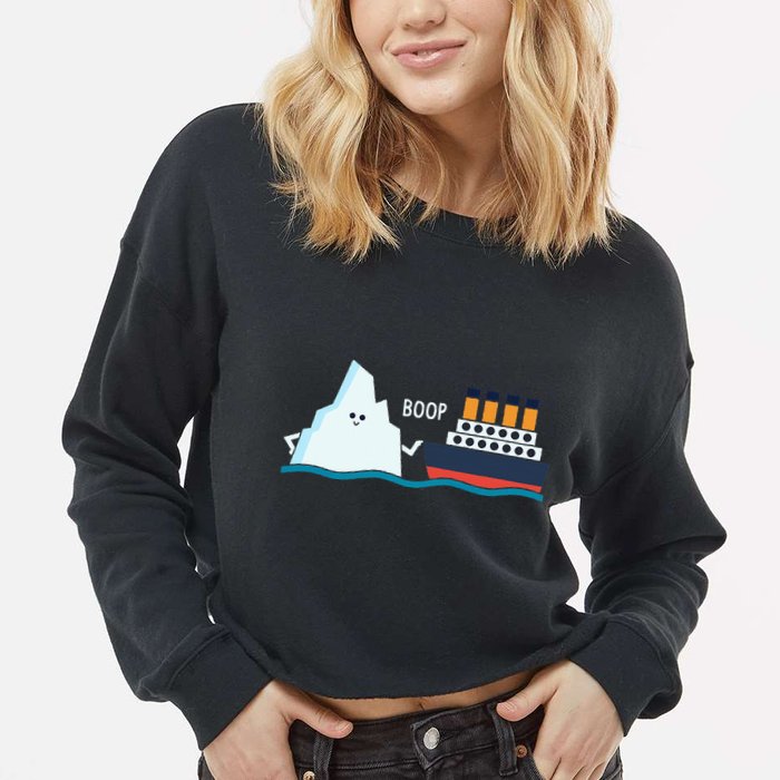 Titanic Funny Titanic And Iceberg Boop Parody For Cropped Pullover Crew