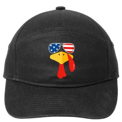 Turkey Face Thanksgiving Matching Outfit Family Gobble Funny 7-Panel Snapback Hat