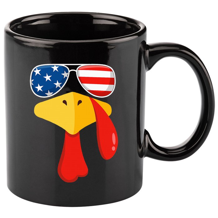 Turkey Face Thanksgiving Matching Outfit Family Gobble Funny 11oz C Handle Ceramic Mug