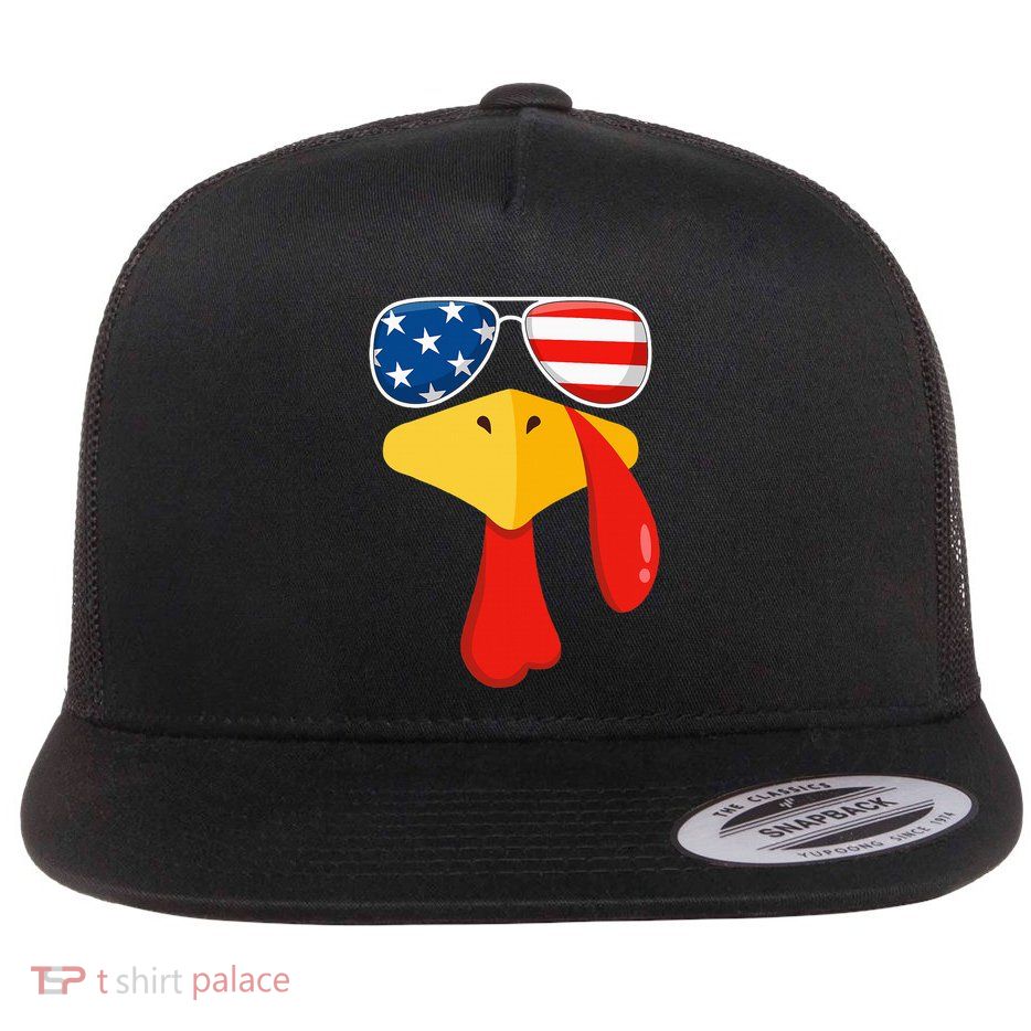 Turkey Face Thanksgiving Matching Outfit Family Gobble Funny Flatbill Hat