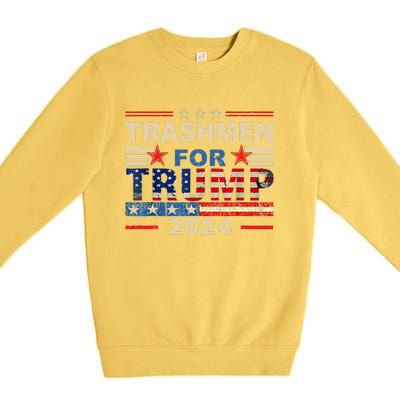 Trashmen For Trump 2024 Funny Election Garbageman Supporters Premium Crewneck Sweatshirt