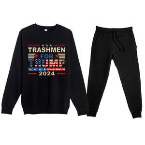 Trashmen For Trump 2024 Funny Election Garbageman Supporters Premium Crewneck Sweatsuit Set