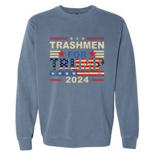 Trashmen For Trump 2024 Funny Election Garbageman Supporters Garment-Dyed Sweatshirt