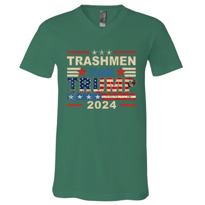 Trashmen For Trump 2024 Funny Election Garbageman Supporters V-Neck T-Shirt