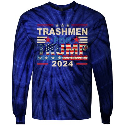 Trashmen For Trump 2024 Funny Election Garbageman Supporters Tie-Dye Long Sleeve Shirt