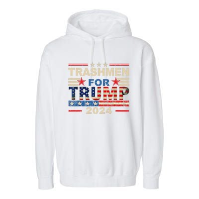 Trashmen For Trump 2024 Funny Election Garbageman Supporters Garment-Dyed Fleece Hoodie