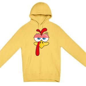 Turkey Face Thanksgiving Funny Costume Great Gift Premium Pullover Hoodie