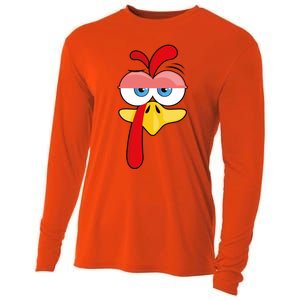 Turkey Face Thanksgiving Funny Costume Great Gift Cooling Performance Long Sleeve Crew