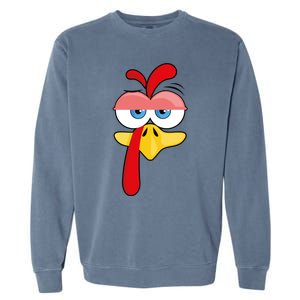 Turkey Face Thanksgiving Funny Costume Great Gift Garment-Dyed Sweatshirt