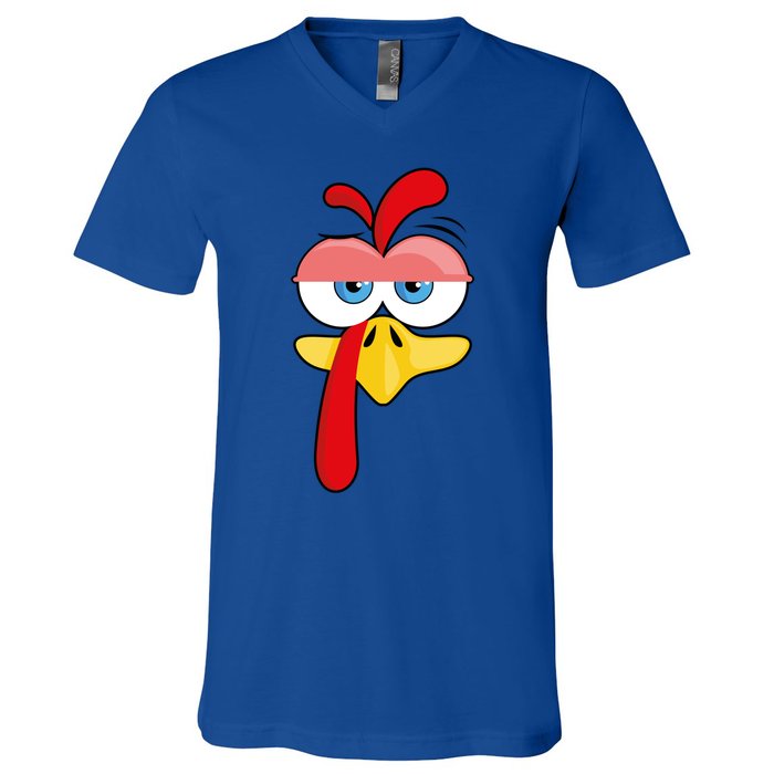 Turkey Face Thanksgiving Funny Costume Great Gift V-Neck T-Shirt