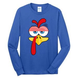 Turkey Face Thanksgiving Funny Costume Great Gift Tall Long Sleeve T-Shirt