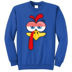 Turkey Face Thanksgiving Funny Costume Great Gift Tall Sweatshirt