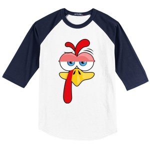 Turkey Face Thanksgiving Funny Costume Great Gift Baseball Sleeve Shirt