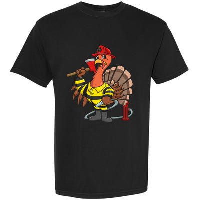 Thanksgiving Firefighter Turkey  Proud Fireman Gift Garment-Dyed Heavyweight T-Shirt