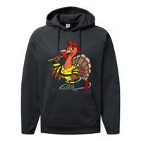 Thanksgiving Firefighter Turkey  Proud Fireman Gift Performance Fleece Hoodie