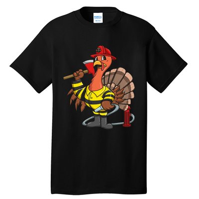 Thanksgiving Firefighter Turkey  Proud Fireman Gift Tall T-Shirt