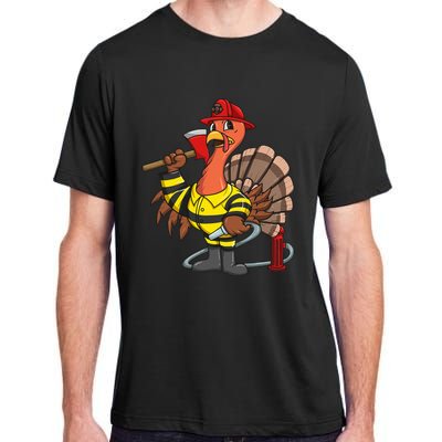 Thanksgiving Firefighter Turkey  Proud Fireman Gift Adult ChromaSoft Performance T-Shirt