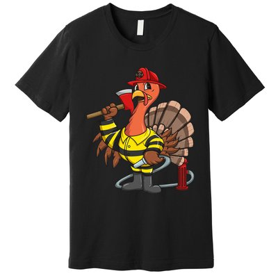 Thanksgiving Firefighter Turkey  Proud Fireman Gift Premium T-Shirt