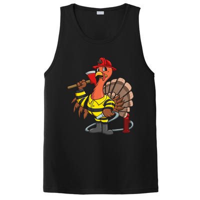 Thanksgiving Firefighter Turkey  Proud Fireman Gift PosiCharge Competitor Tank